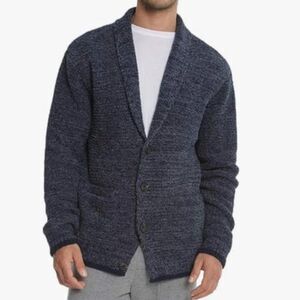 Barefoot Dreams CozyChic Men's Shawl Collar Cardigan XL Heathered Indigo Soft